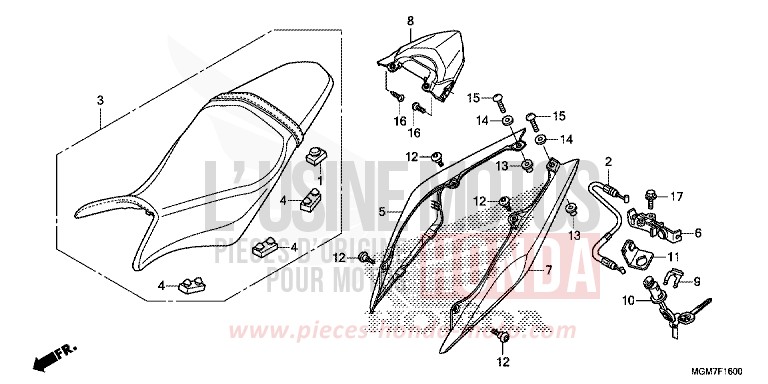 SITZ/WINDLAUF, HINTEN von Hornet MAT PEARL COOL WHITE (NHB44) von 2013