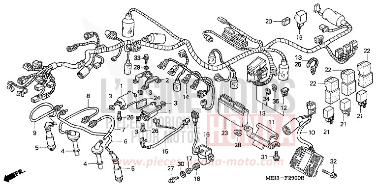 KABELBAUM/ZUENDSPULE (CB1300F/F1) von CB1300 FORCE SILVER METALLIC (NH411) von 2003