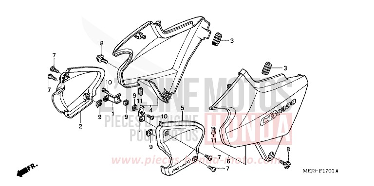 SEITENABDECKUNG (CB1300F/F1) von CB1300 DARKNESS BLACK METALLIC (NH463) von 2003