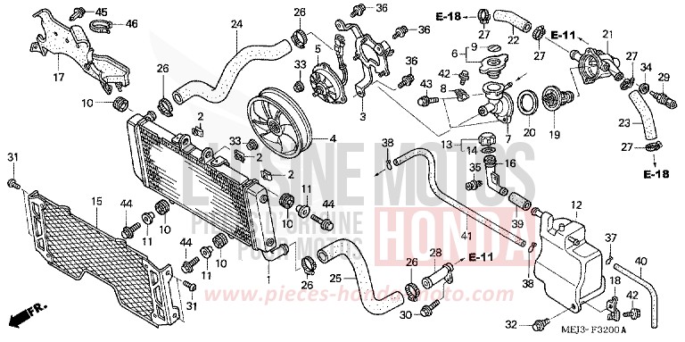 KUEHLER (CB1300/F/F1/S) von CB1300 DARKNESS BLACK METALLIC (NH463) von 2003