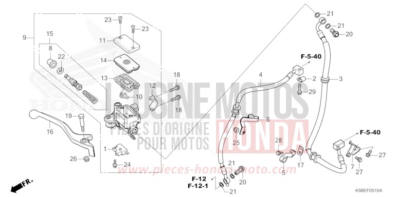 HAUPTBREMSZYLINDER, VORNE ZYLINDER von CB125R MAT ROCK GRAY (NHC70) von 2026