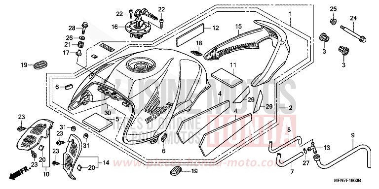 KRAFTSTOFFTANK von CB1000R PEARL COOL WHITE (NHA16) von 2009