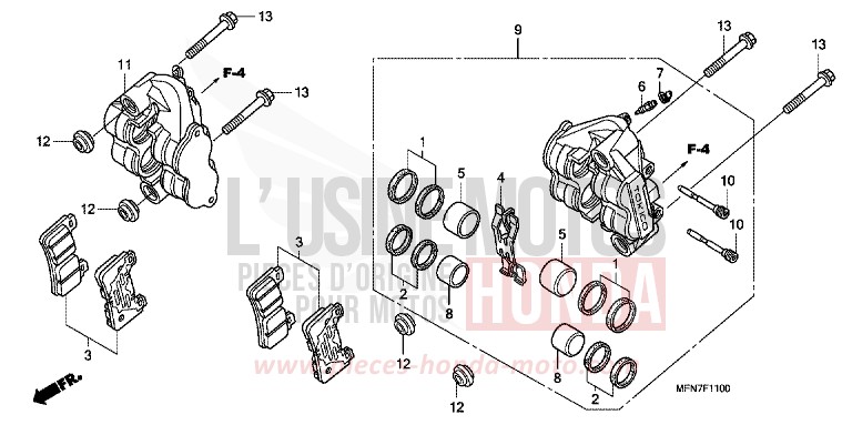 VORDERRAD-BREMSSATTEL (CB1000R) von CB1000R PEARL NIGHTSTAR BLACK (NHA84) von 2009