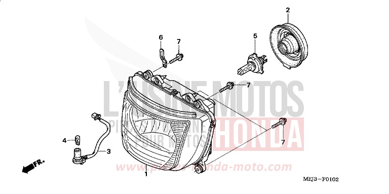 SCHEINWERFER (3) von CB1300S PEARL FADELESS WHITE (NH341K) von 2005