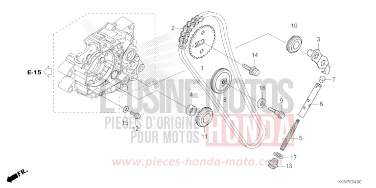 NOCKENWELLENKETTE/SPANNVORRICHTUNG von CBF125 PEARL COOL WHITE (NHA16) von 2021