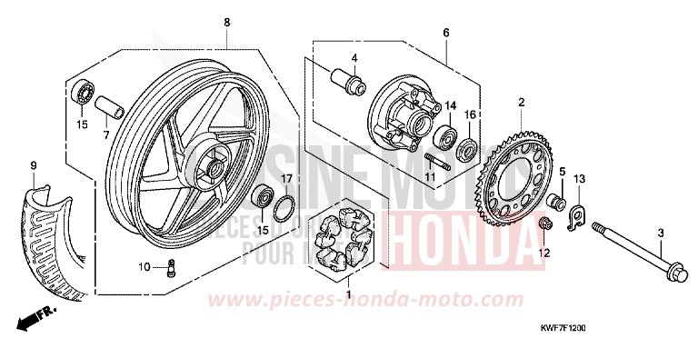 HINTERRAD von CBF125 BLACK (NH1) von 2011