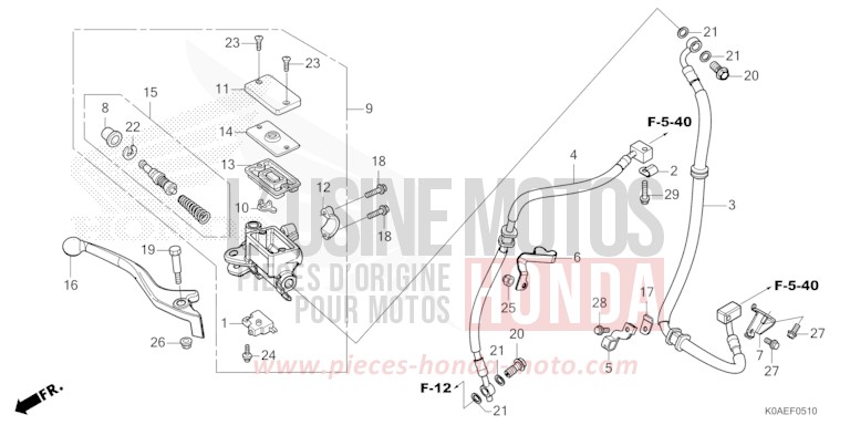HAUPTBREMSZYLINDER, VORNE ZYLINDER von CB300R MAT PEARL AGILE BLUE (PB413) von 2022