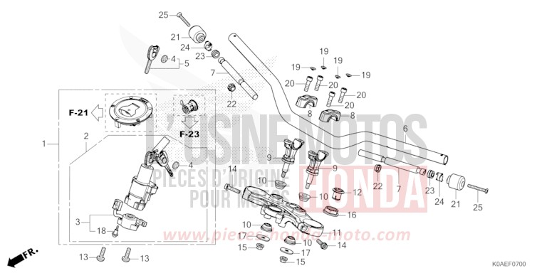 ROHRGRIFF/OBERE BRUECKE von CB300R MAT PEARL AGILE BLUE (PB413) von 2022