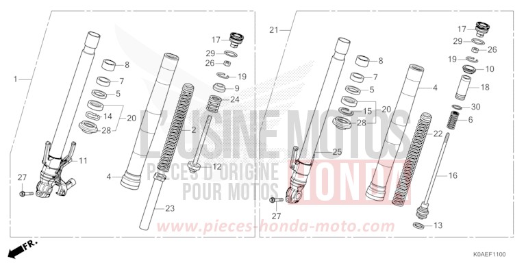 GABEL, VORNE von CB300R MAT PEARL AGILE BLUE (PB413) von 2022