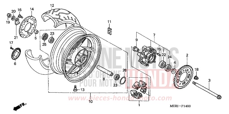 HINTERRAD von CBF600N NORTH POLE BLUE METALLIC (PB342) von 2004