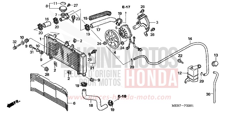 KUEHLER (CB600N6/NA6) von CBF600N EMERGENCY RED METALLIC (R311) von 2006