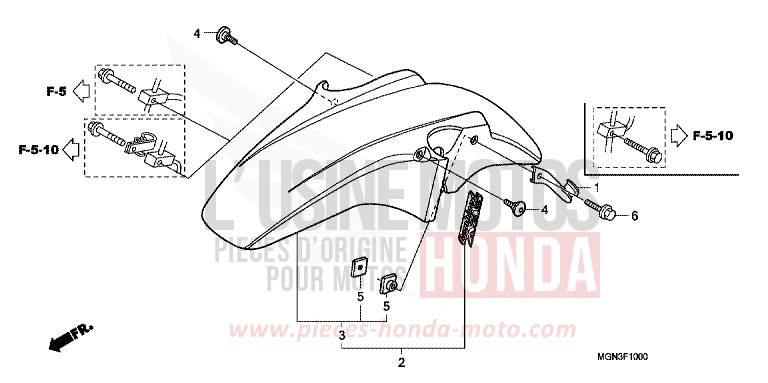 KOTFLUEGEL, VORNE von CBF600N DRAGON GREEN METALLIC (GY139) von 2010