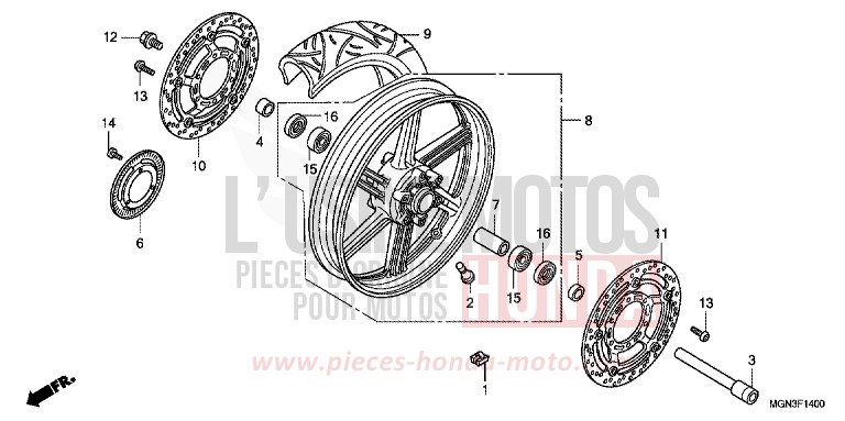 VORDERRAD von CBF600N PEARL COOL WHITE (NHA16) von 2010