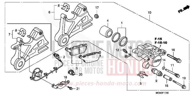 HINTERRAD-BREMSSATTEL von CBF600S PEARL SIENA RED (R320) von 2010
