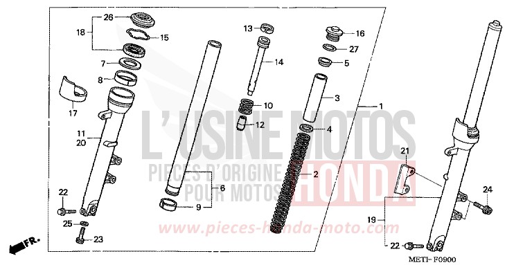 GABEL, VORNE von CBF500 FORCE SILVER METALLIC (NH411) von 2004