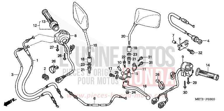 HEBELGRIFF/SCHALTER/KABEL von CBF500 EMERGENCY RED METALLIC (R311) von 2006