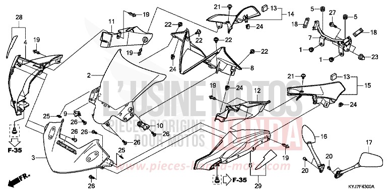 OBERER WINDLAUF von CBR250R ASTEROID BLACK METALLIC (NHA35) von 2011