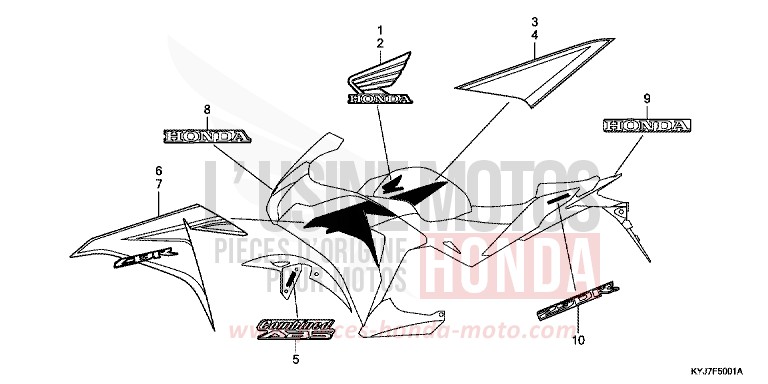 MARKE (CBR250RB/RAB-3F,4E,5ED) von CBR250R PEARL SPENCER BLUE (PB308) von 2011