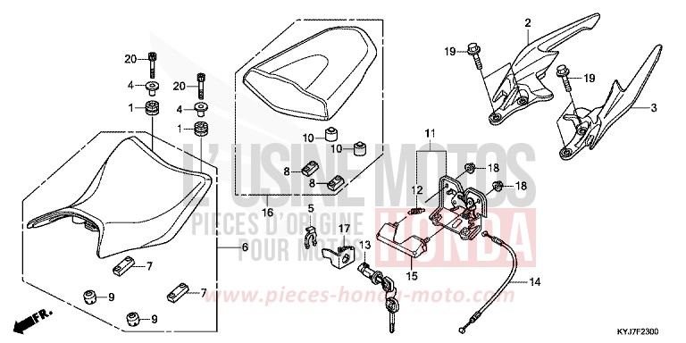 SITZ von CBR250R PEARL HIMALAYAS WHITE (NHA87) von 2013