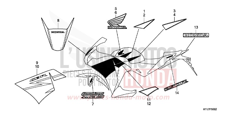 MARKE (CBR250RD/RAD-3F,3RU,4E,5ED) von CBR250R PEARL HIMALAYAS WHITE (NHA87) von 2013