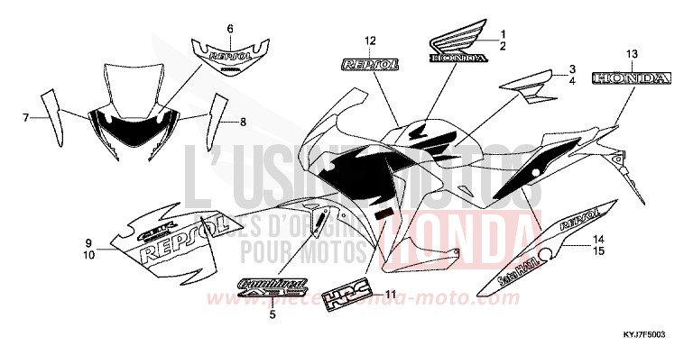 MARKE (CBR250RD/RAD-4F,4RU,6E,7ED) von CBR250R NITRIC ORANGE (YR271) von 2013