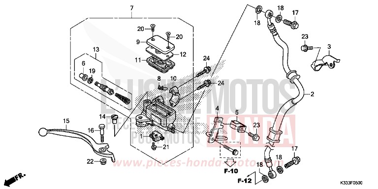 MAITRE-CYLINDRE DE FREIN AVANT CYLINDRE (CBR250R/300R) von CBR250R ROSS WHITE (NH196) von 2015