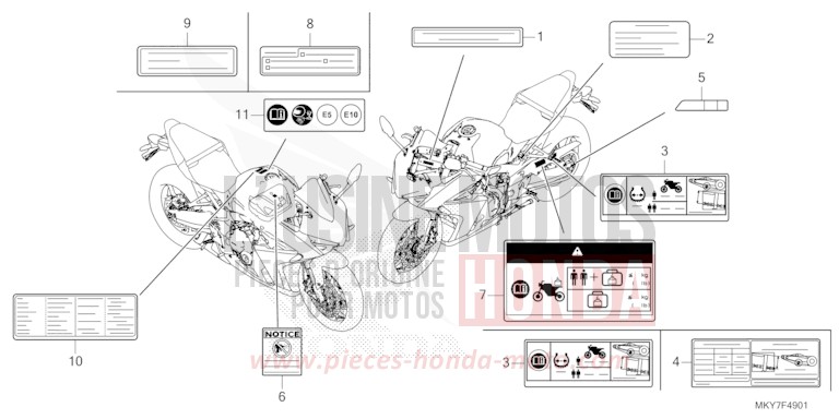 WARNETIKETT (CBR650RA/CBR650RAC) von CBR650R MAT GUNPOWDER BLACK METALLIC (NH436) von 2026
