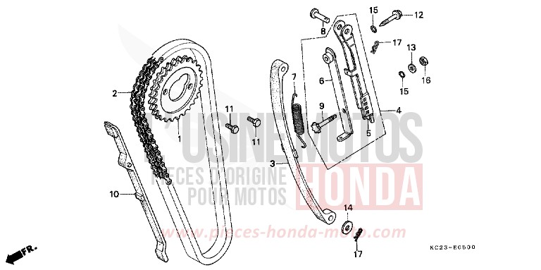 NOCKENWELLENKETTE/SPANNVORRICHTUNG von CM125C PEARL ATLANTIS BLUE (B142) von 1994