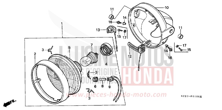 SCHEINWERFER (E/ED/F/SD/SW) von CM125C PEARL ATLANTIS BLUE (B142) von 1994
