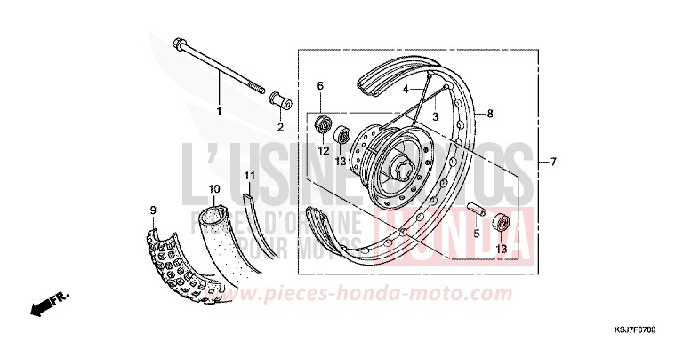VORDERRAD von CRF100F EXTREME RED (R292) von 2012
