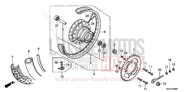 HINTERRAD von CRF100F EXTREME RED (R292) von 2012