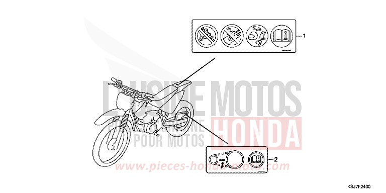 WARNETIKETT von CRF100F EXTREME RED (R292) von 2012