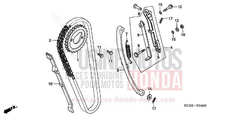 NOCKENWELLENKETTE/SPANNVORRICHTUNG von CM125C CANDY BOURGOGNE RED-U (R107) von 1999