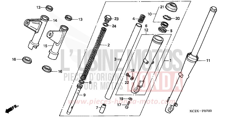 GABEL, VORNE von CM125C CANDY BOURGOGNE RED-U (R107) von 1999
