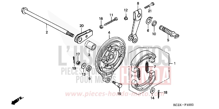 PANNEAU DE FREIN ARRIERE von CM125C CANDY BOURGOGNE RED-U (R107) von 1999