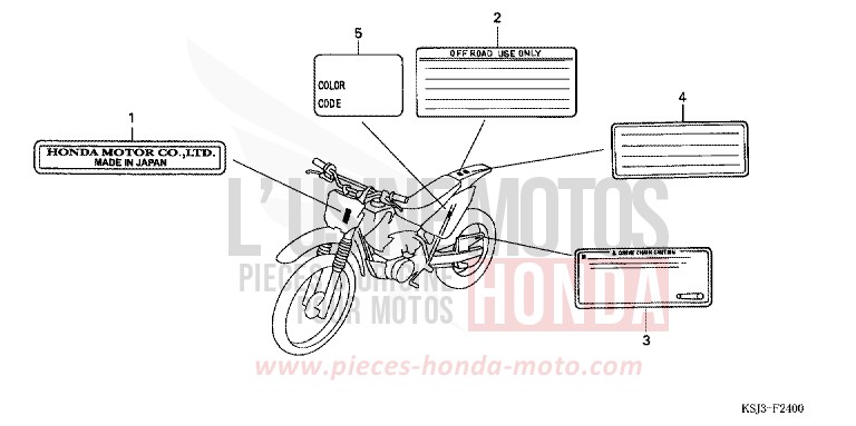 WARNETIKETT von CRF100F EXTREME RED (R292) von 2004