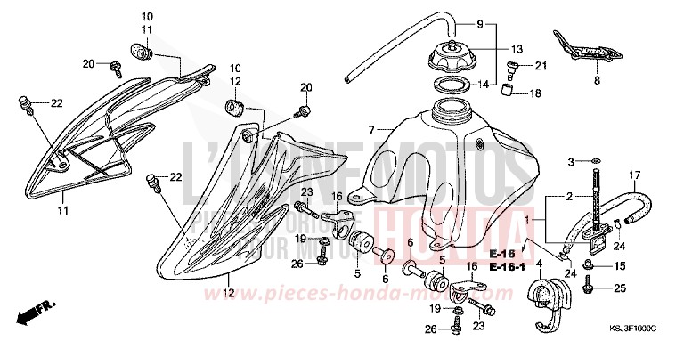 KRAFTSTOFFTANK von CRF100F EXTREME RED (R292) von 2007