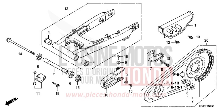 SCHWINGE von CRF100F EXTREME RED (R292) von 2007