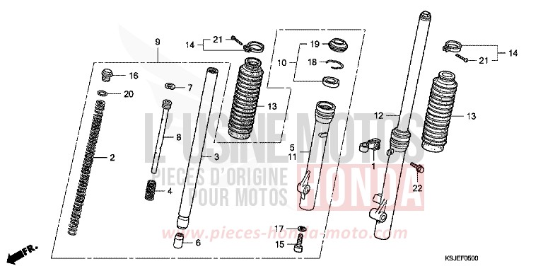 GABEL, VORNE von CRF100F EXTREME RED (R292) von 2008