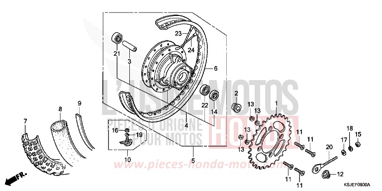 HINTERRAD von CRF100F EXTREME RED (R292) von 2010