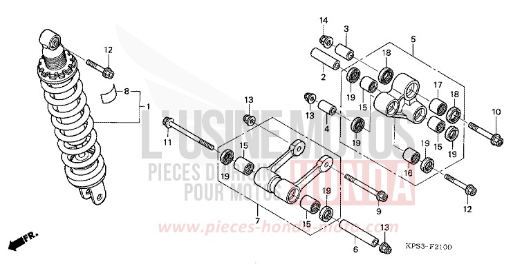 KISSEN, HINTEN von CRF230F EXTREME RED (R292) von 2007