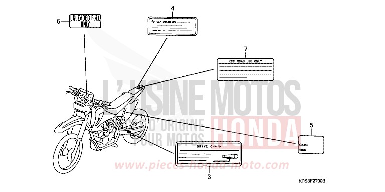 WARNETIKETT von CRF230F EXTREME RED (R292) von 2007