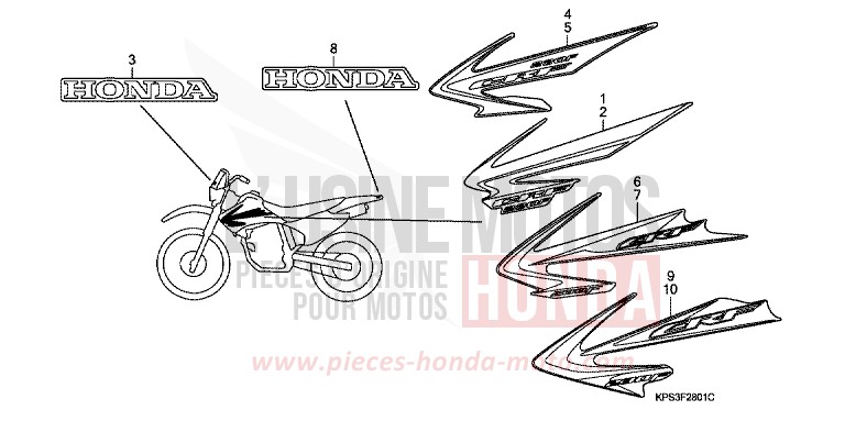 STREIFEN/MARKE (CRF230F7/8/9/B) von CRF230F EXTREME RED (R292) von 2008