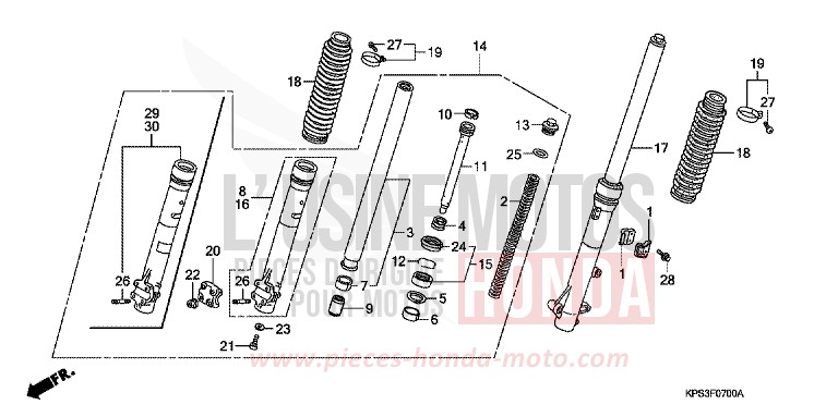 GABEL, VORNE von CRF230F EXTREME RED (R292) von 2009