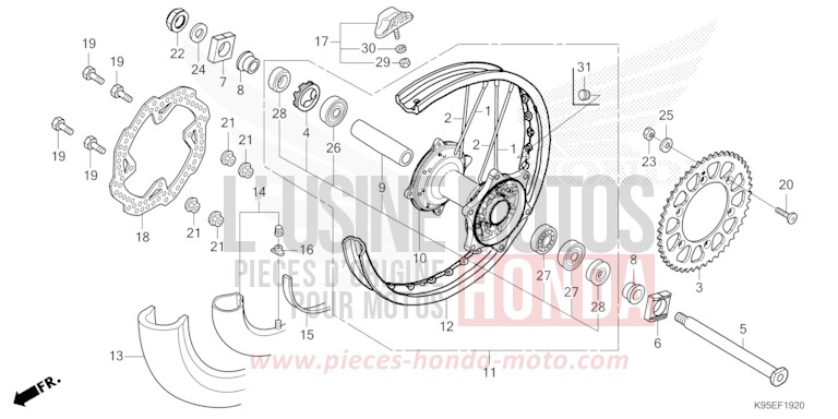 HINTERRAD von CRF250R EXTREME RED (R292) von 2024