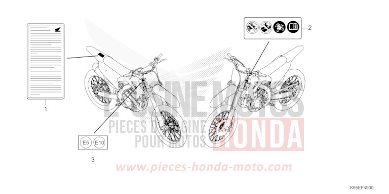 WARNETIKETT von CRF250R EXTREME RED (R292) von 2024