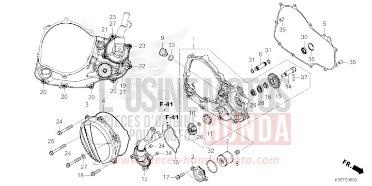 KURBELGEHAEUSEABDECKUNG/WASSERPUMPE von CRF250R EXTREME RED (R292) von 2025