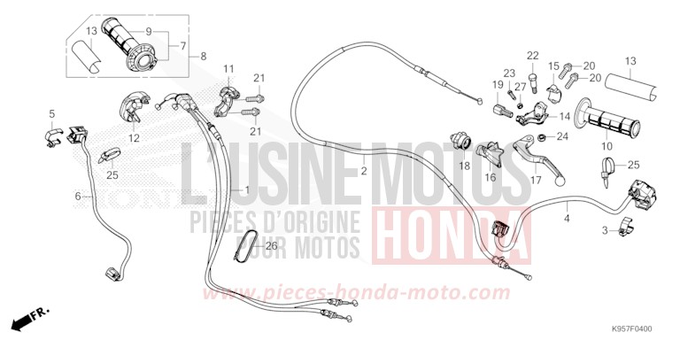 HEBELGRIFF/SCHALTER/KABEL von CRF250R EXTREME RED (R292) von 2025