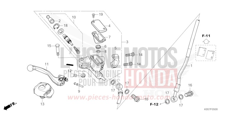 HAUPTBREMSZYLINDER, VORNE ZYLINDER von CRF250R EXTREME RED (R292) von 2025