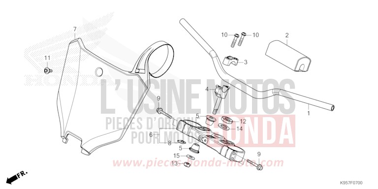 ROHRGRIFF/OBERE BRUECKE von CRF250R EXTREME RED (R292) von 2025